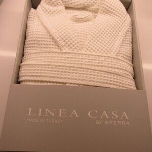 SFERRA One Size Unisex Cotton Waffle Weave Kimono Style Robe with Belt--BNIB